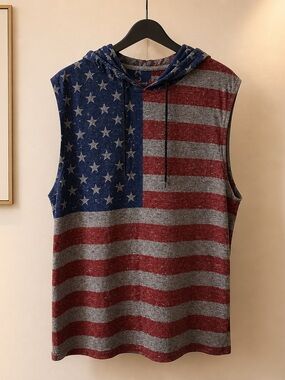Sleeveless Crewneck Hoodie Sweater in Red, Blue, Gray
